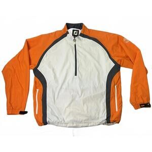 FootJoy Orange White Windbreaker Jacket Mens XL Golf Casual Pullover